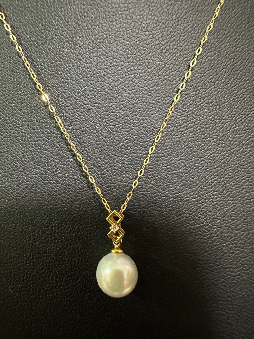 GSTVk18YGアコヤ真珠ペンダントトップダイヤモンド0.01ct未使用品