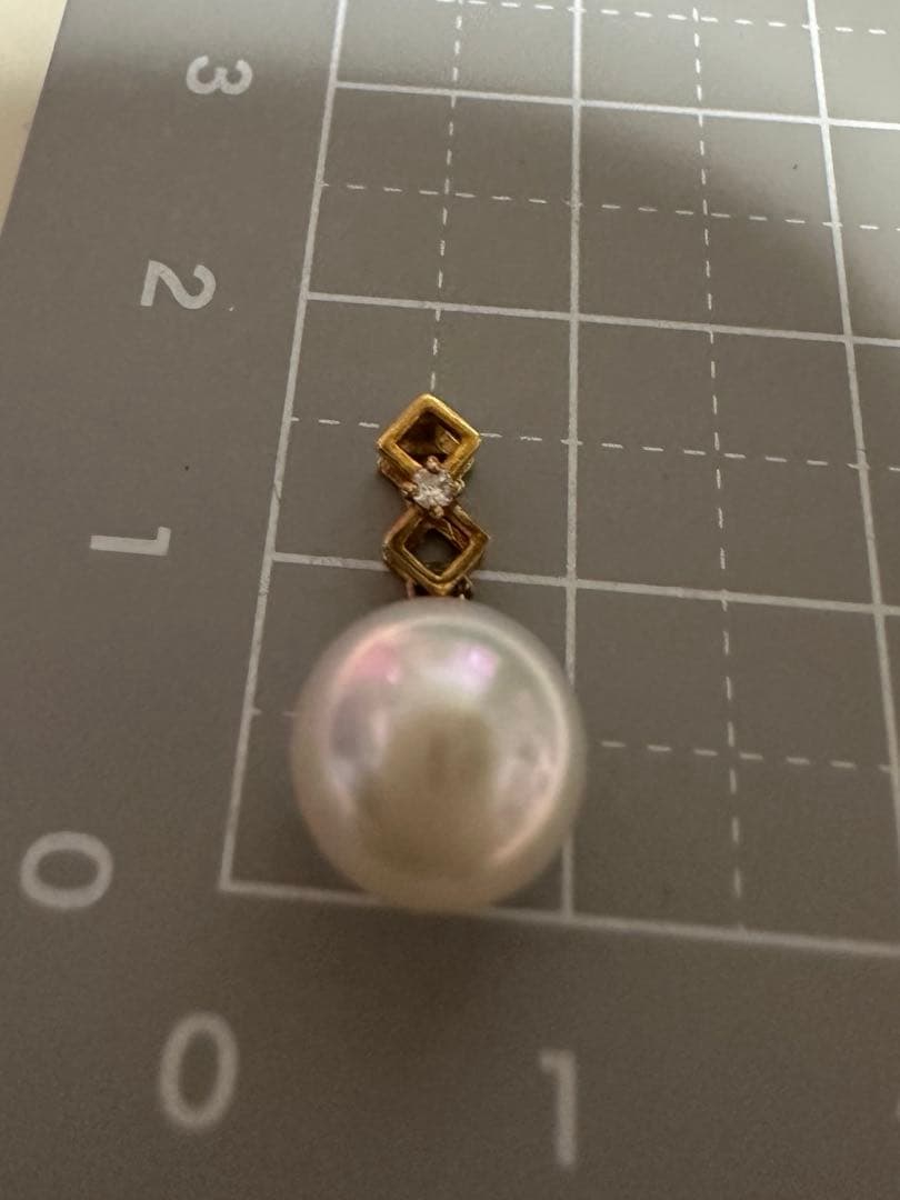 GSTVk18YGアコヤ真珠ペンダントトップダイヤモンド0.01ct未使用品