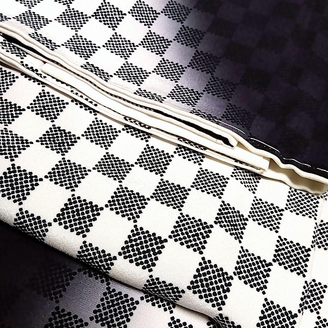 訪問着 セット 袋帯 じゅらく 帝王紫 作家物 落款 黒 白 市松模様