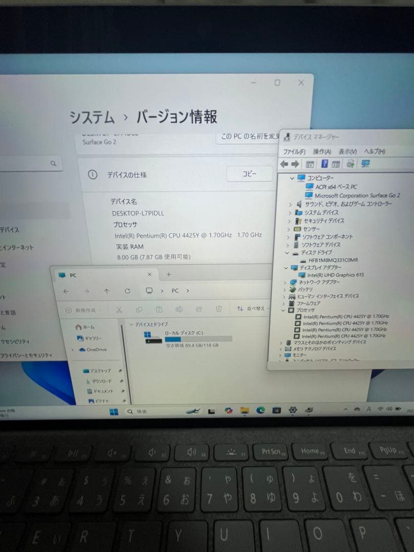 Surface Go2 4425Y 8GB 128GB SSD使用6時間 超美品