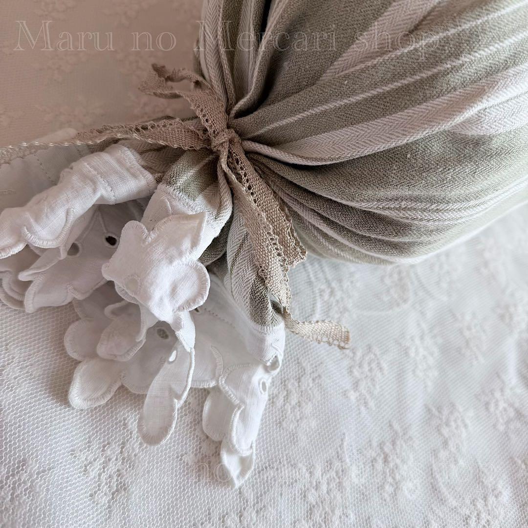 フランス アンティーク クッション & クロス キャンディ ホワイト レース