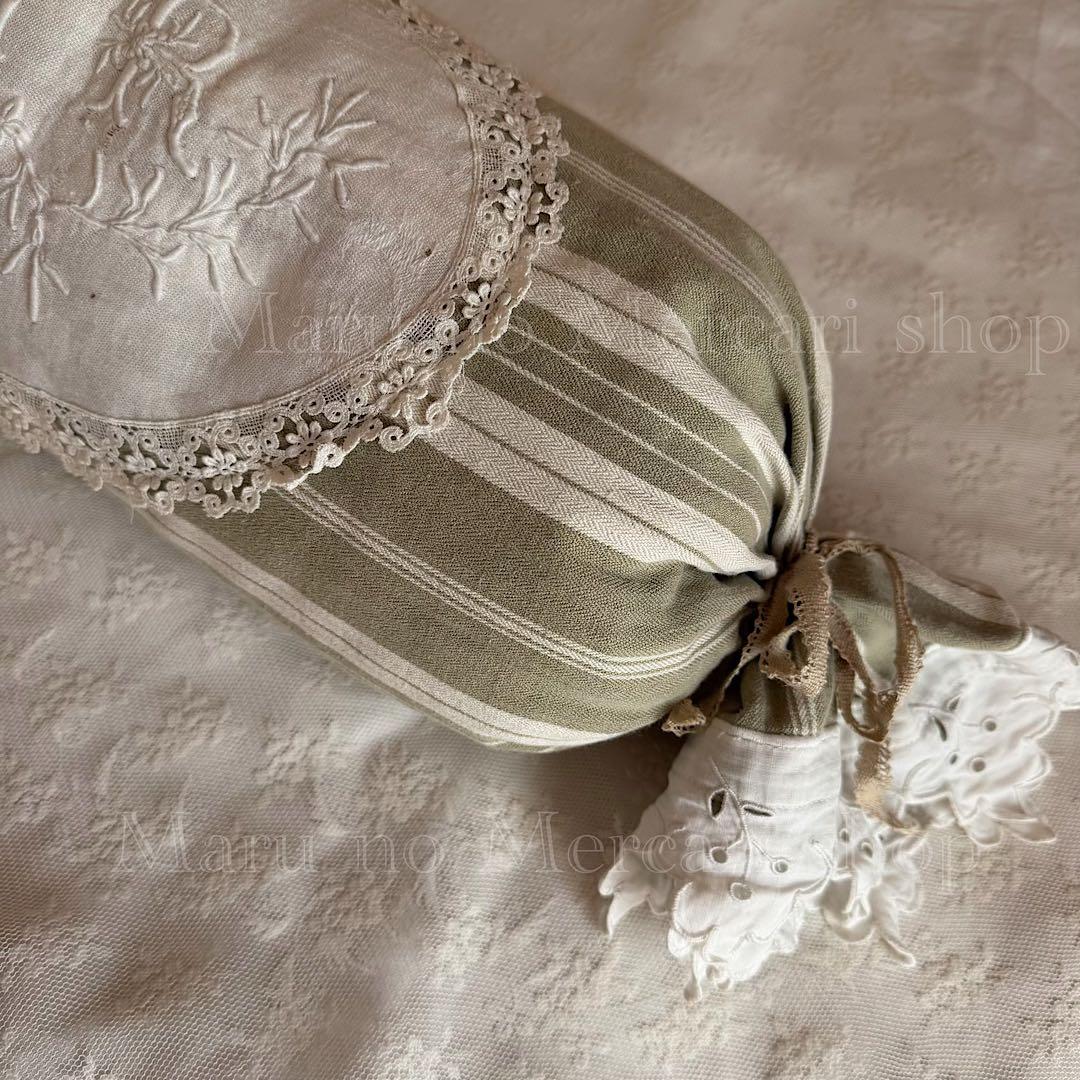 フランス アンティーク クッション & クロス キャンディ ホワイト レース