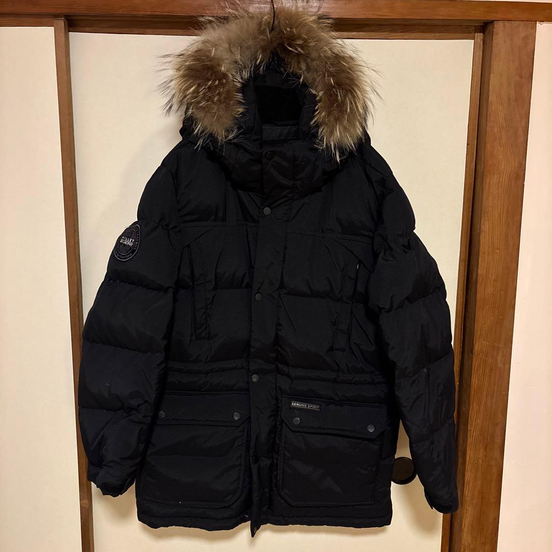 【美品】MILLET ミレー フードダウンジャケット メンズL 黒 ファー