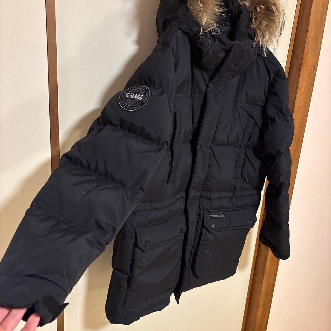 【美品】MILLET ミレー フードダウンジャケット メンズL 黒 ファー
