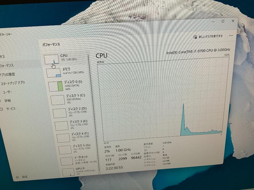 8コアCPU LM-iG700/i7-9700/SSD 256GB/2TB HD