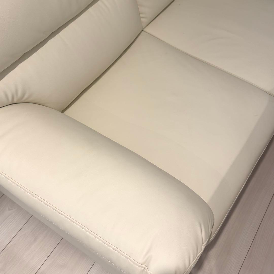 3人がけソファー　合成皮革　ホワイト「YS120012」