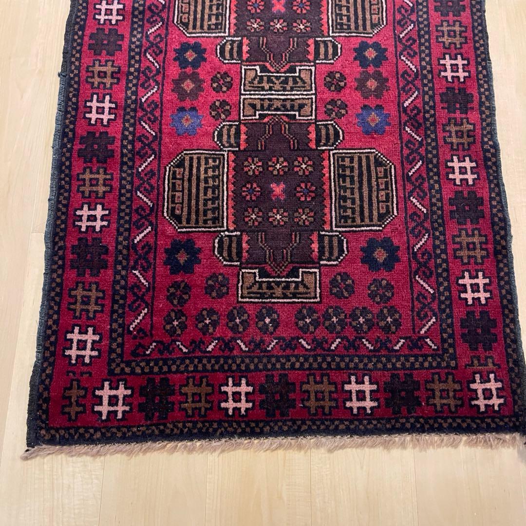 185×78 バルーチ族ラグ　ヴィンテージラグ、トライバルラグ、手織り絨毯