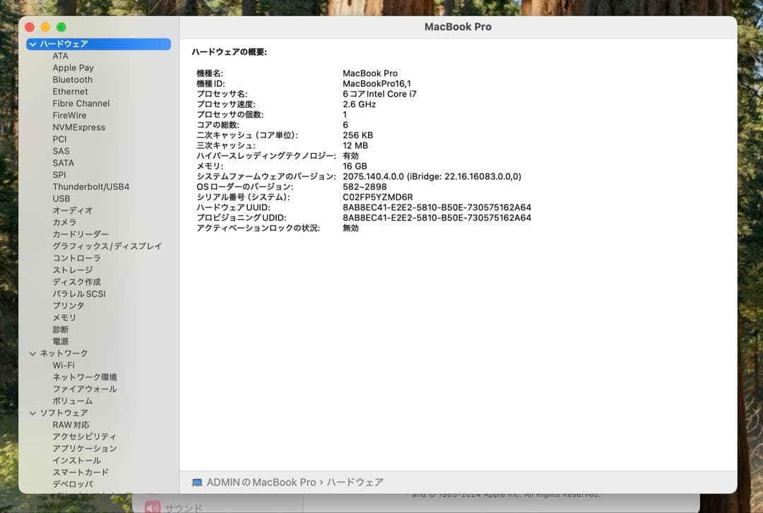 【美品】Macbook Pro 2019 16インチ i7 16GB / 1TB