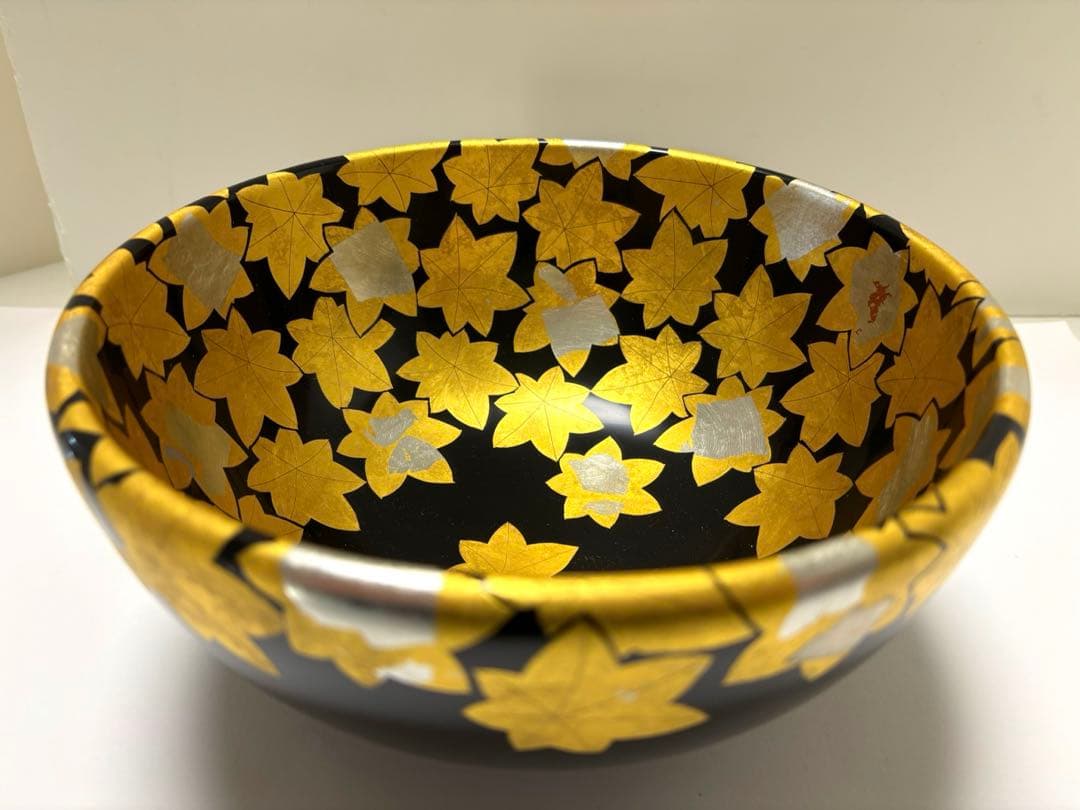 高級漆器　京都　アソベ　紅葉蒔絵　菓子鉢　深鉢　少々難あり　未使用