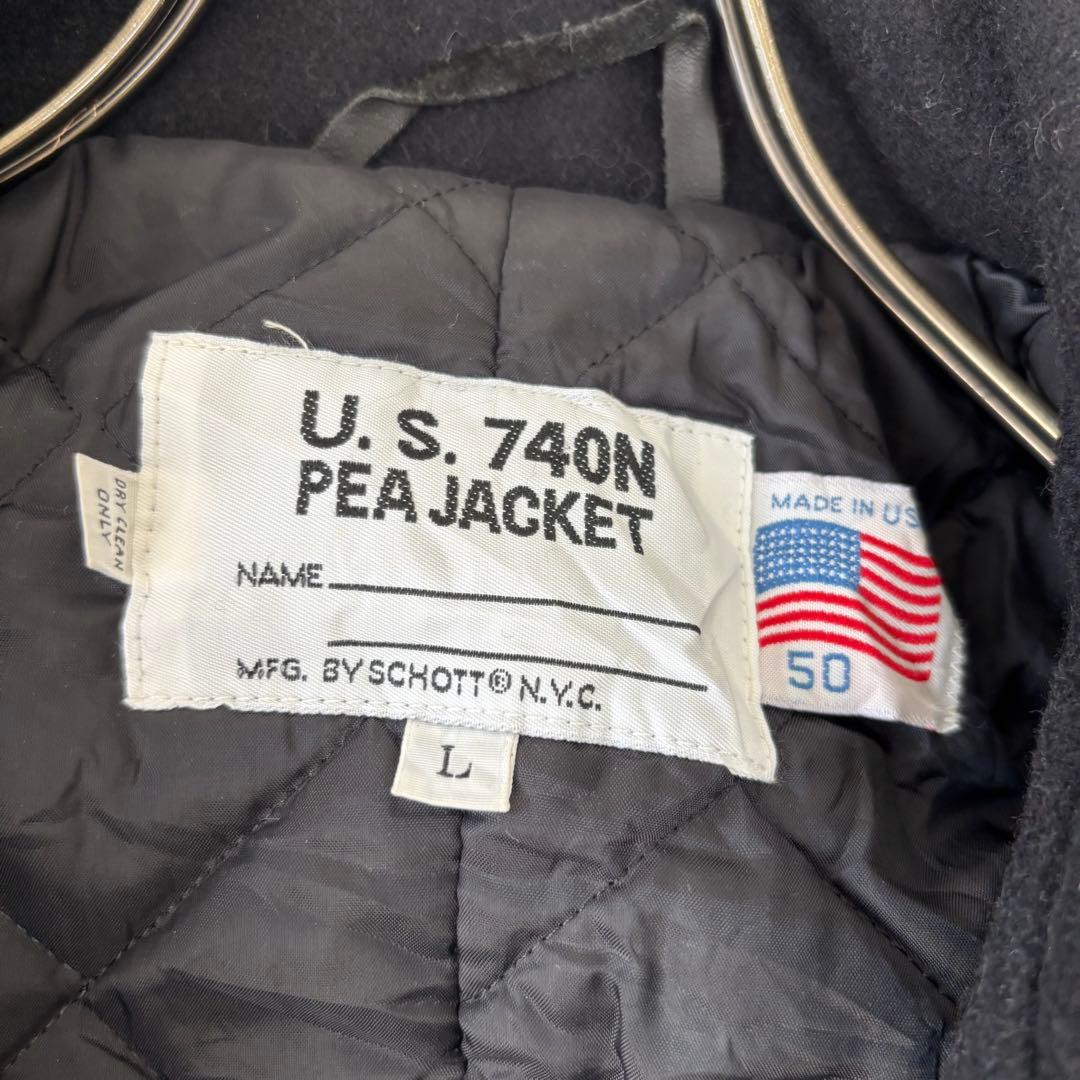 【希少50サイズ】ショット ピーコート ダブル ブラック USA製 キルティング