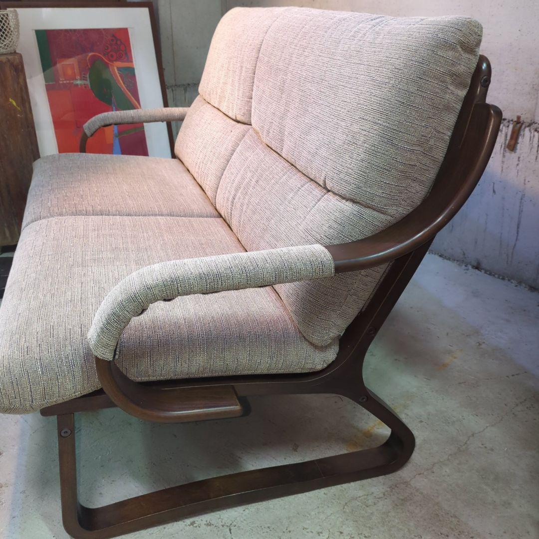 富士ファニチャー 2人掛けソファ ファブリック ブラウン モダン