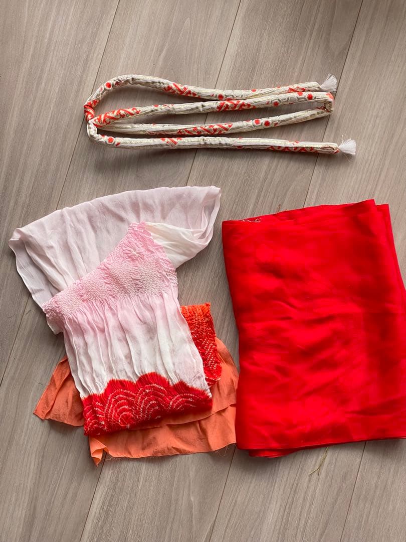 七五三　ビンテージ着物セット　3歳　作り帯+ 被布