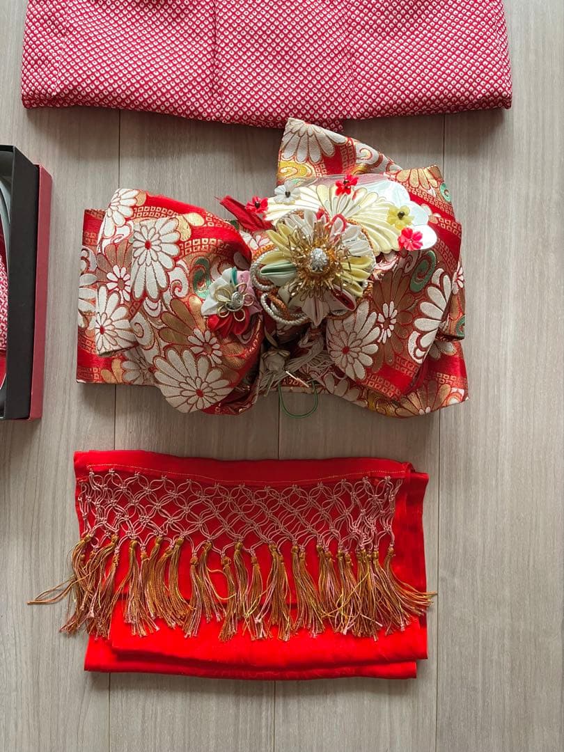 七五三　ビンテージ着物セット　3歳　作り帯+ 被布