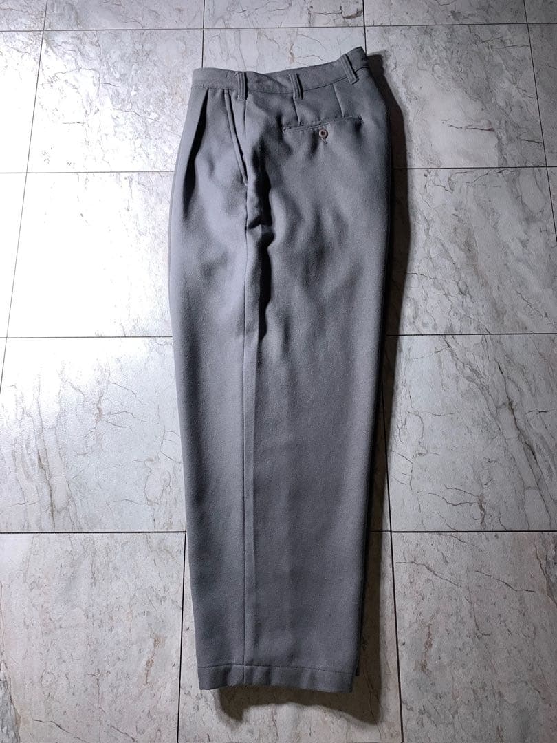 Evisen 2タック イージー ワイド スラックス グレー L