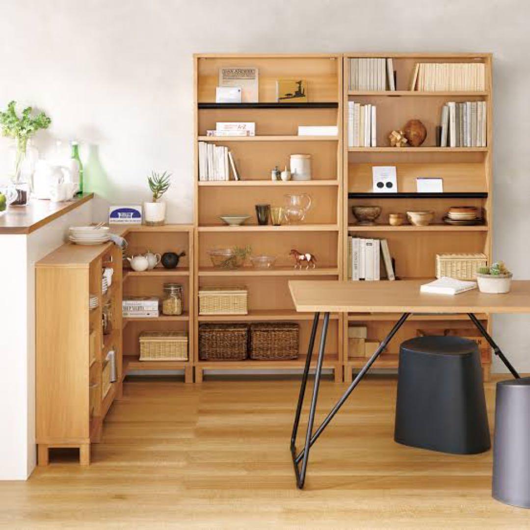 ⭐️超美品⭐️２つセット⭐️オーク材⭐️薄型ラック・ワイド小⭐️大⭐️奥行２２ｃｍ⭐️