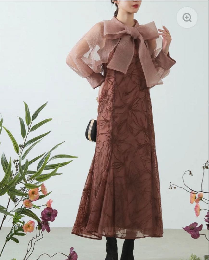 お値下げPourVous オケージョンドレス 結婚式 同窓会 オーガンジー袖あり