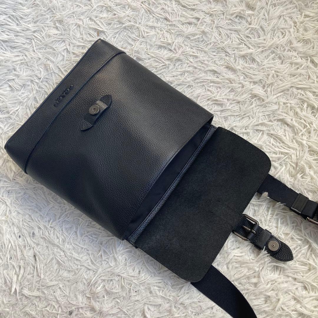 未使用級 COACH 黒 ブラック ハドソン メッセンジャー 革 レザー