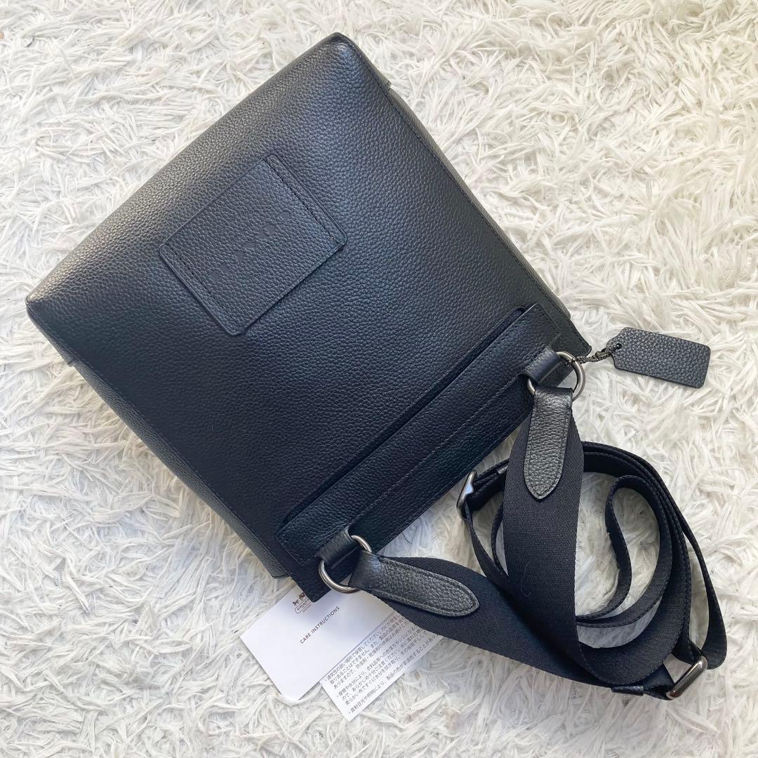 未使用級 COACH 黒 ブラック ハドソン メッセンジャー 革 レザー