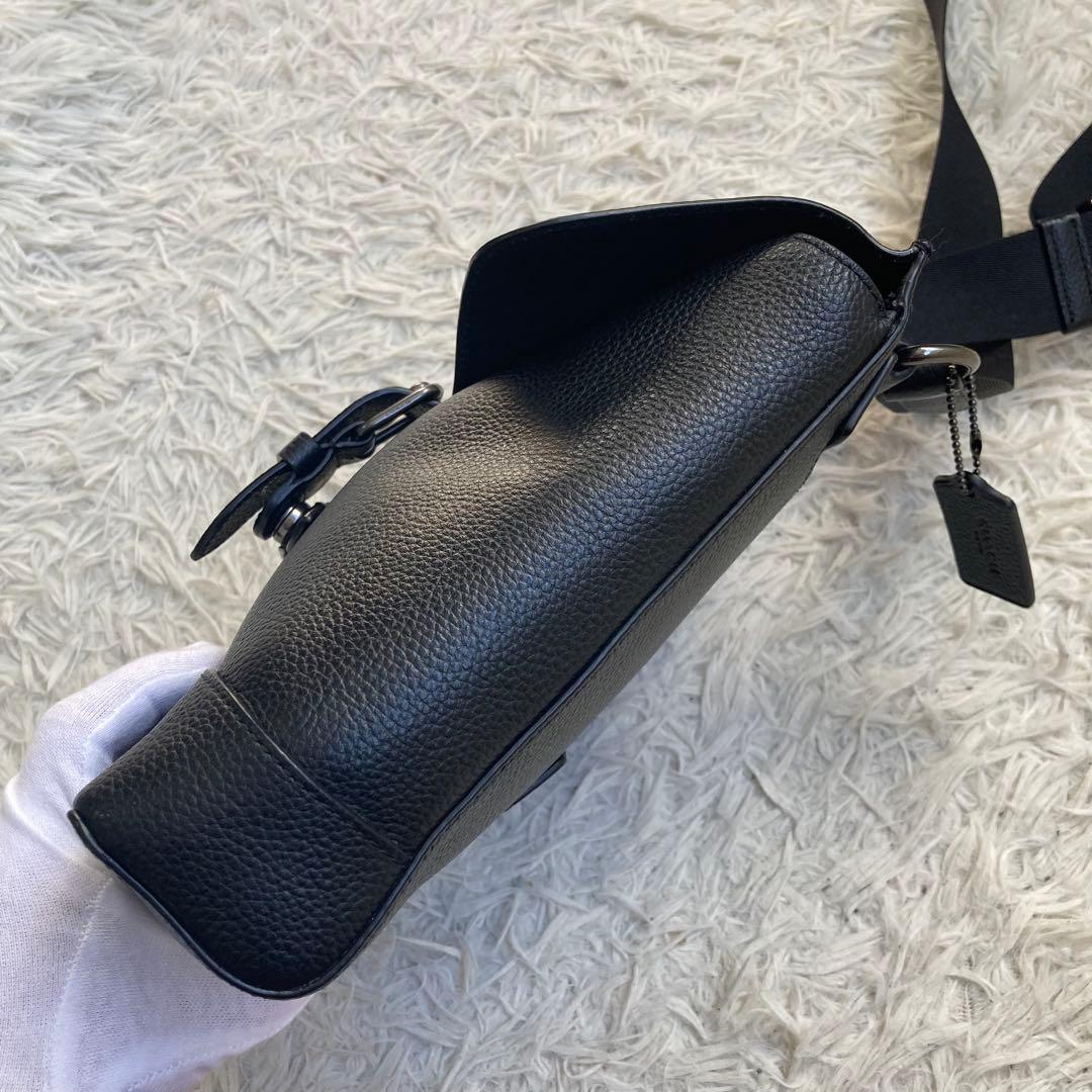 未使用級 COACH 黒 ブラック ハドソン メッセンジャー 革 レザー