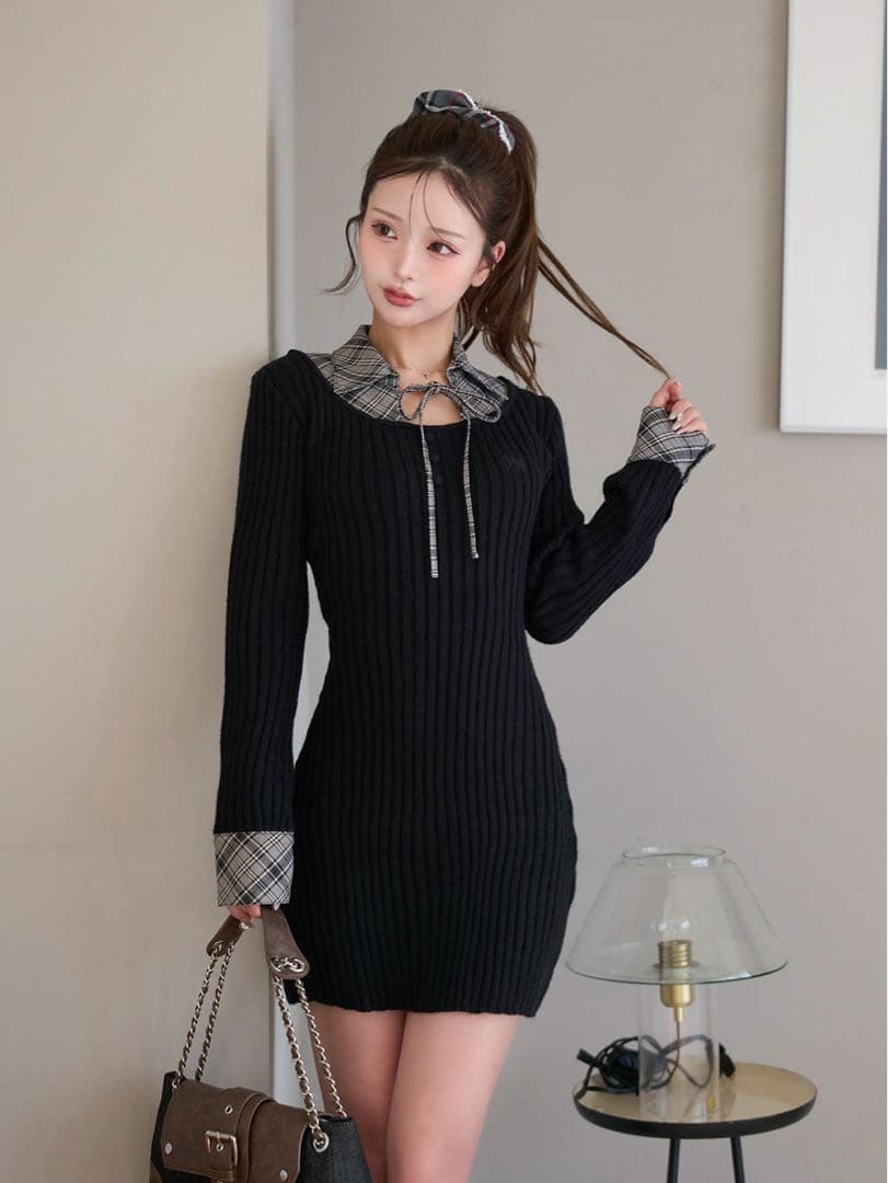 Darich ダーリッチ レイヤードライクニットミニワンピース