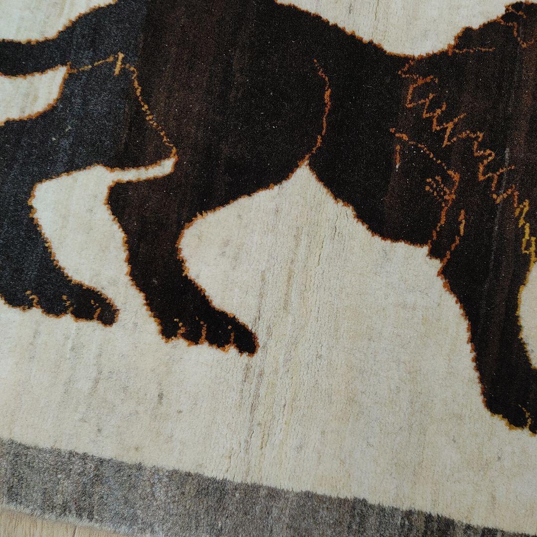 ペルシャ絨毯　ギャッベ　新品　92x65 cm ライオン lion gabbe