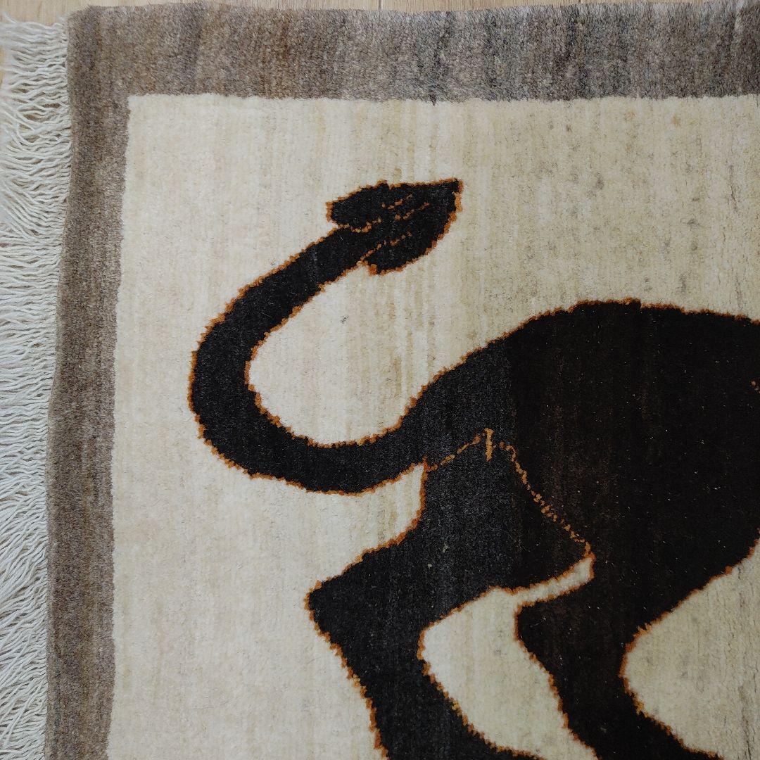 ペルシャ絨毯　ギャッベ　新品　92x65 cm ライオン lion gabbe