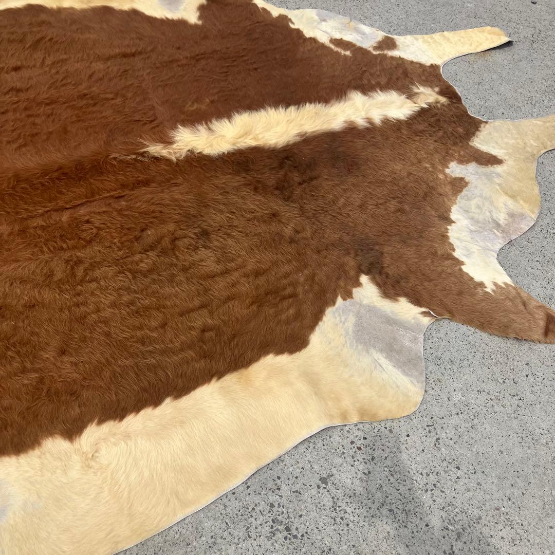 ヴィンテージ 大型 カウラグ 牛毛皮 敷物 絨毯 ラグマット アンティーク 半裁