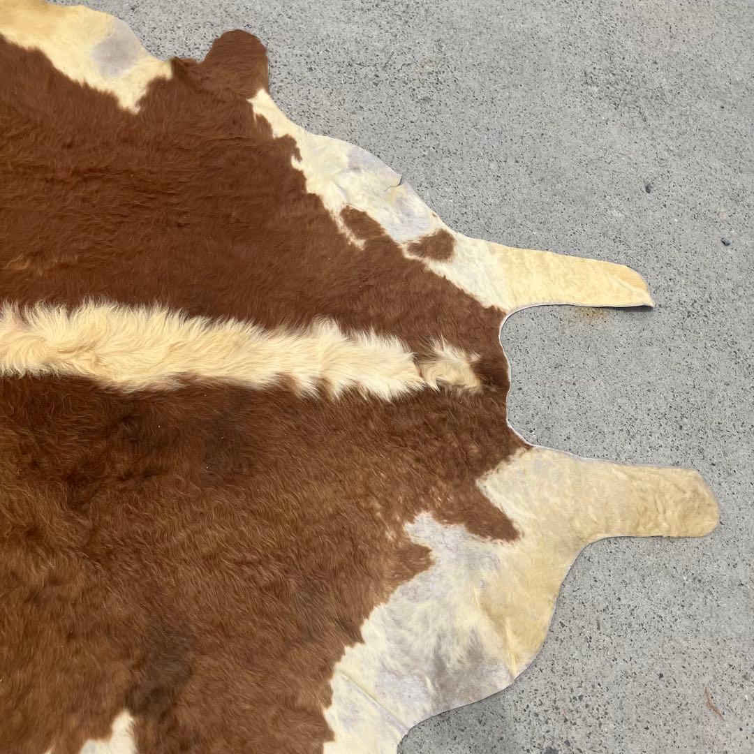 ヴィンテージ 大型 カウラグ 牛毛皮 敷物 絨毯 ラグマット アンティーク 半裁