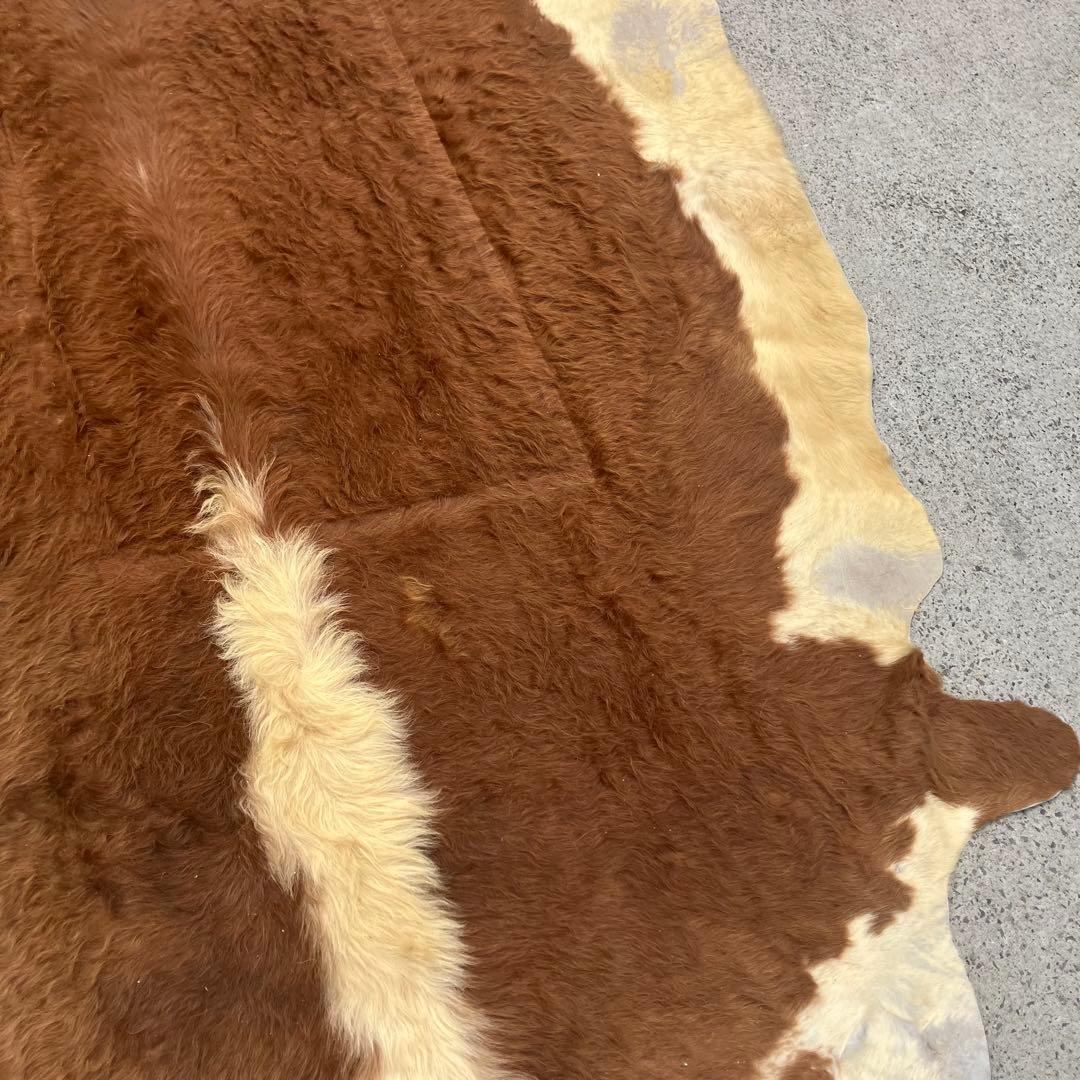 ヴィンテージ 大型 カウラグ 牛毛皮 敷物 絨毯 ラグマット アンティーク 半裁