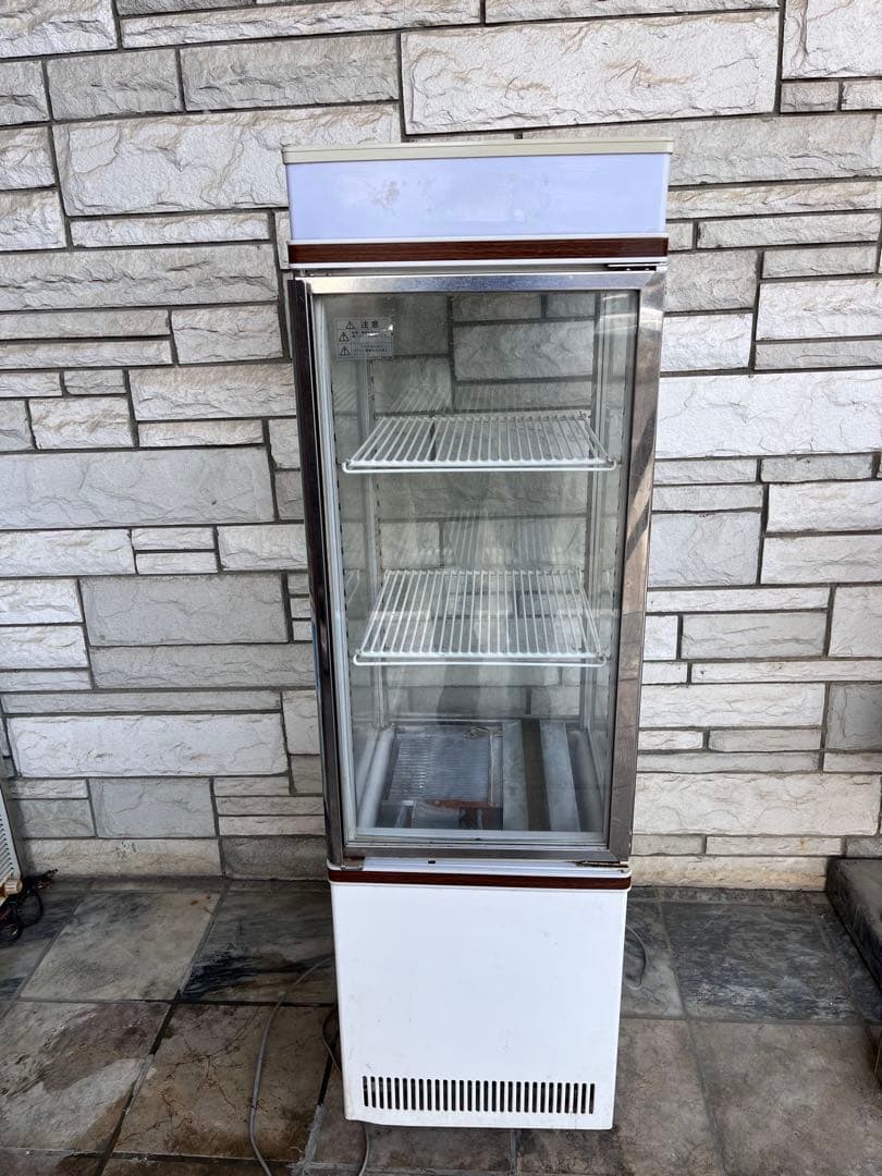 4面ガラスショーケース　ガラス扉冷蔵庫 ホワイト 2段棚　レトロ