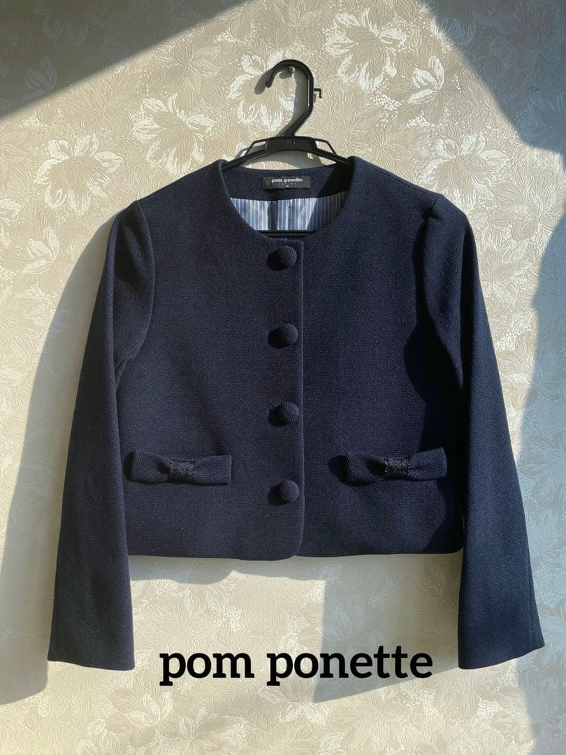 ポンポネット ジュニア フォーマル ボレロ ジャケット 150cm ブローチ付き