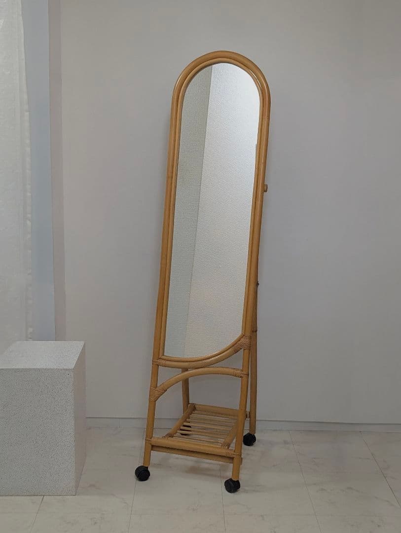 らっこさま専用 スタンドミラー オールド ラタン 藤 ジャパンディ モダン