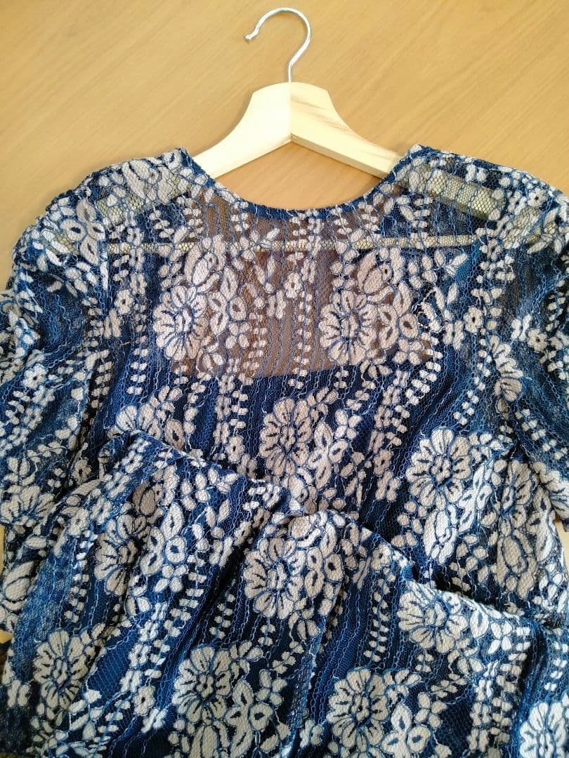 kaene 配色レースエプロンワンピース