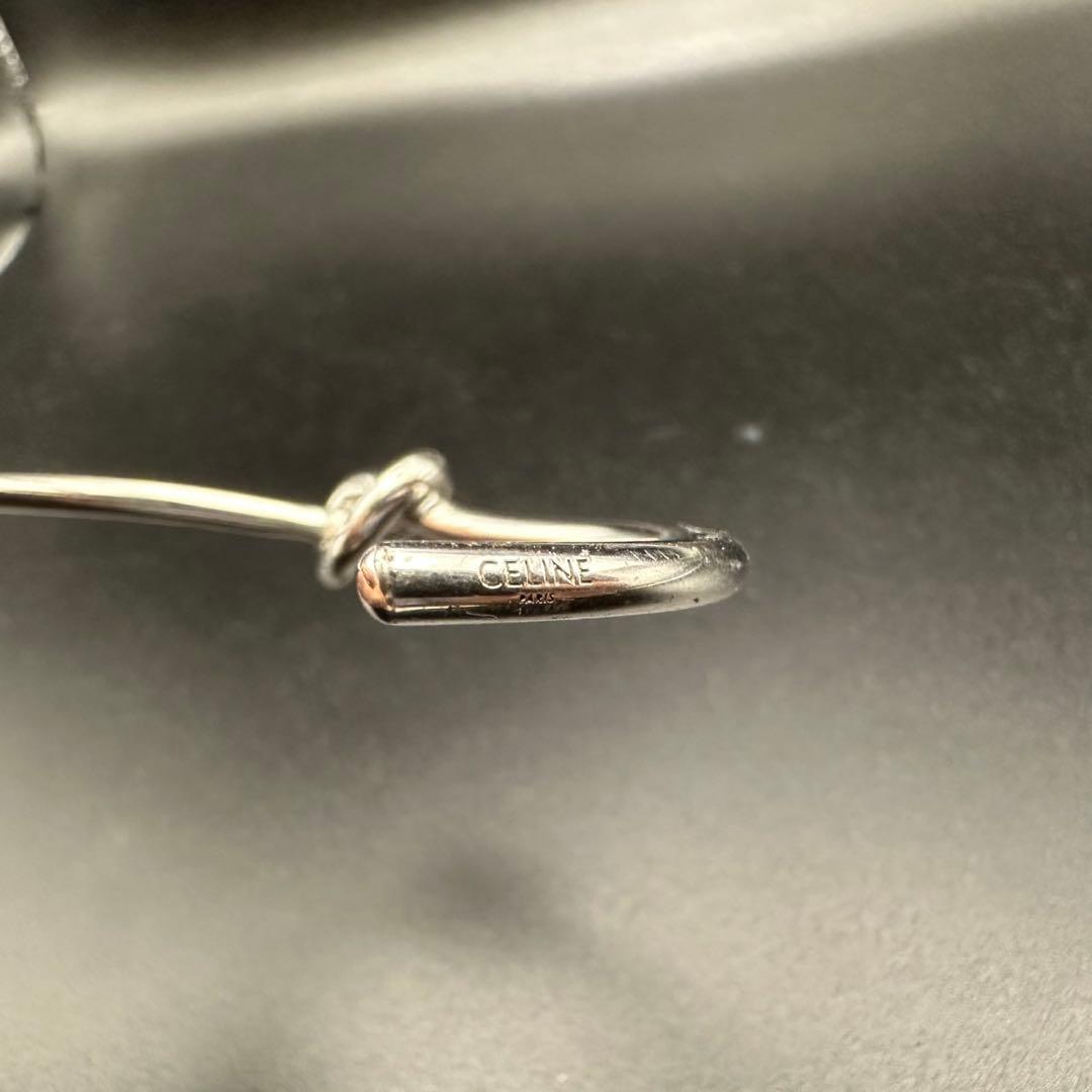 美品✨　セリーヌ　バングル　ブレスレット　ノット　ロゴ　シルバー　1346