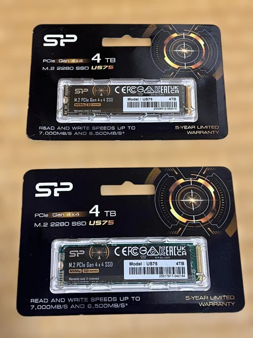 新品2枚組 SP4TB US75 NVMe PCIe Gen4 M.2 2280