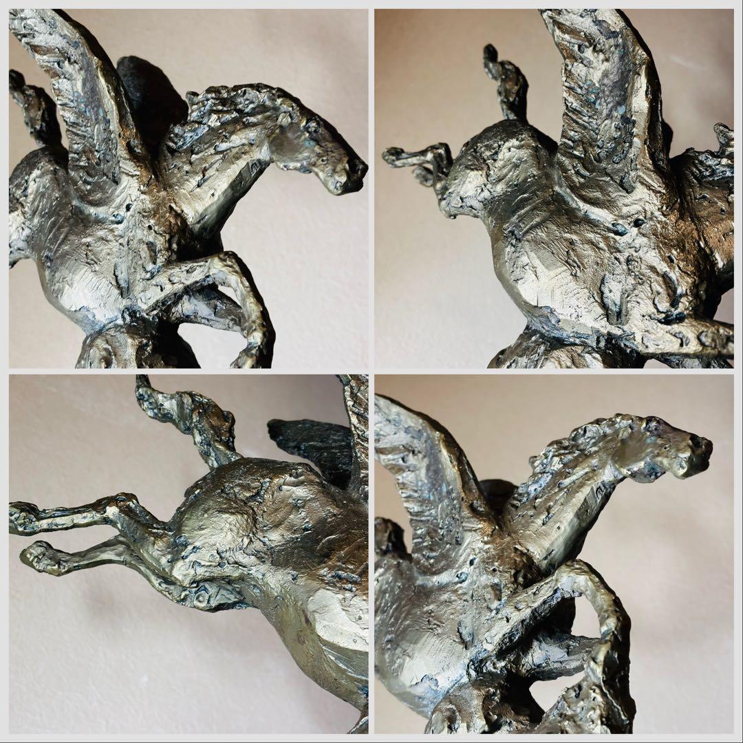 日本彫塑界巨匠 北村西望作 彫刻春駒に題す 洋銀製『春風 』台座付 馬 置き物