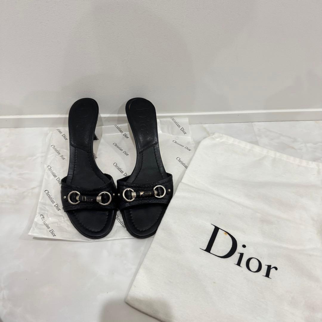 Dior ブラック ミュールサンダル 38.5 25cm
