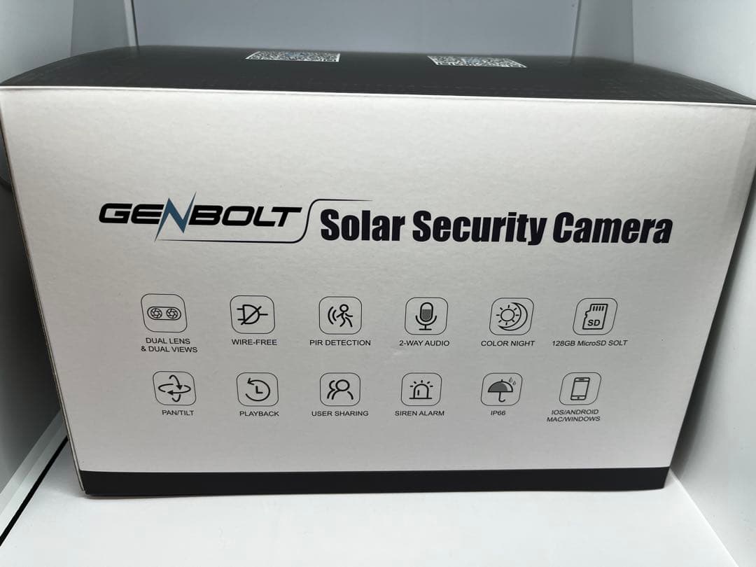 【美品】２画面監視防犯カメラ（GB-217H）ソーラーパネル付GENBOLT社製