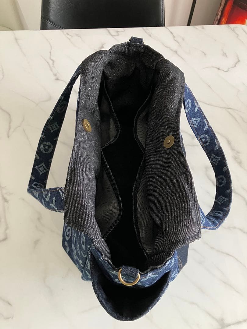 864 しま　デニムリメイクバック　ハンドメイド　4点