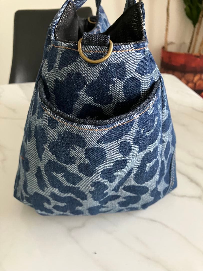 864 しま　デニムリメイクバック　ハンドメイド　4点