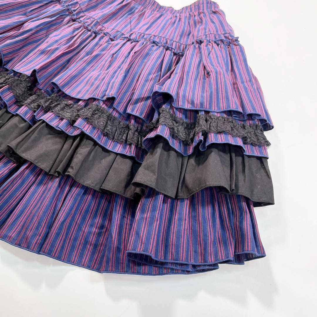 PUTUMAYO プトマヨ ティアード スカート フリル レース 紫