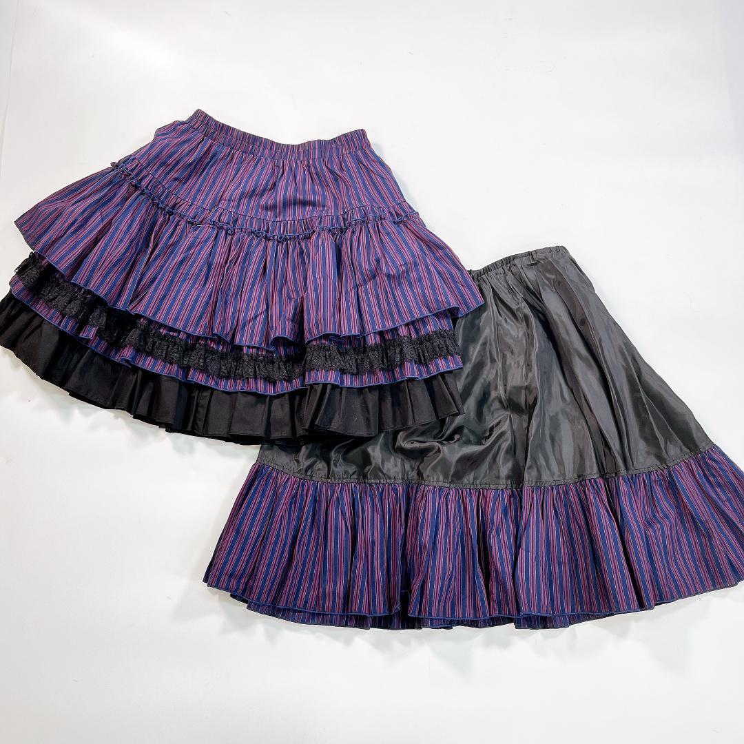 PUTUMAYO プトマヨ ティアード スカート フリル レース 紫