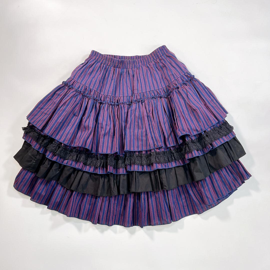 PUTUMAYO プトマヨ ティアード スカート フリル レース 紫