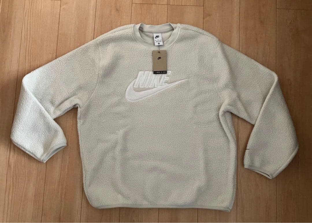 新品タグ付★NIKE★ナイキ★ボアフリースクルーネックスウェット★アイボリー★