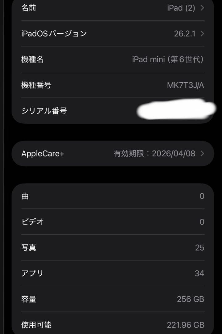 ipad mini 第6世代 256GB wifiモデル