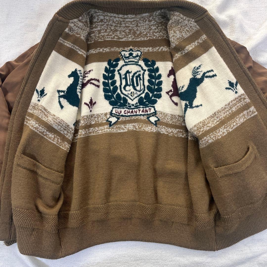 Lui Chantant リバーシブル ニットブルゾン 馬柄