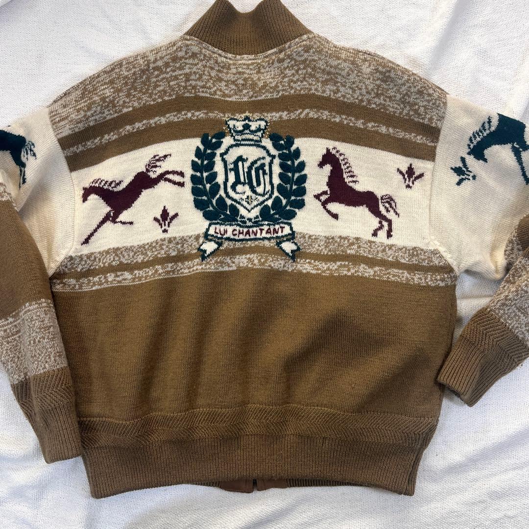 Lui Chantant リバーシブル ニットブルゾン 馬柄