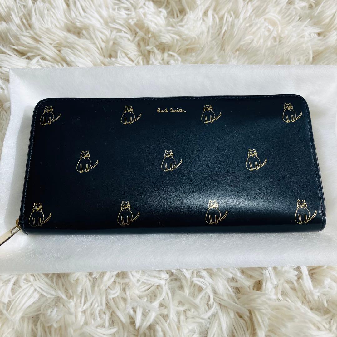 ポールスミス キャットドゥードゥル　ラウンドファスナー　長財布 猫　総柄