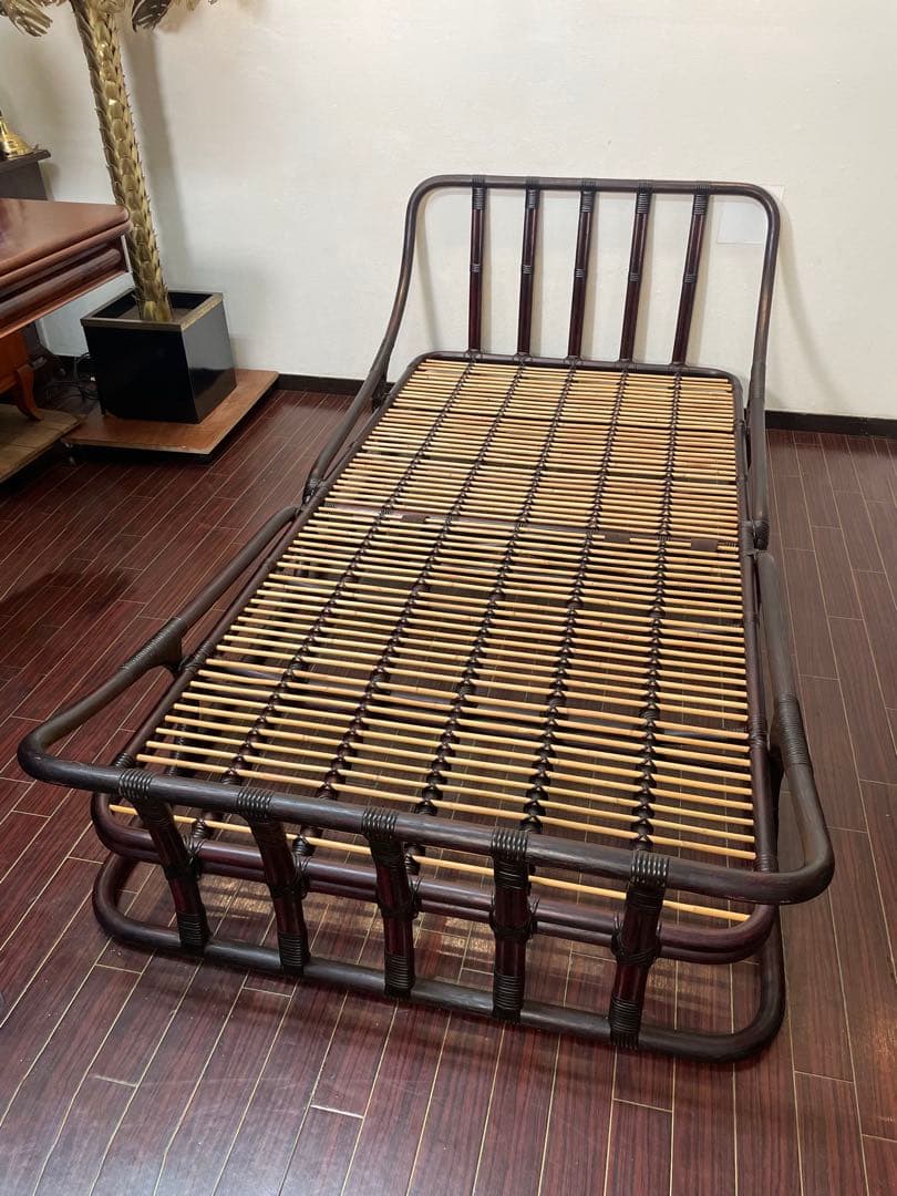 ワイ・エム・ケー長岡 ラタン シングルベッド 籐 分割式 すのこ状 マットレス