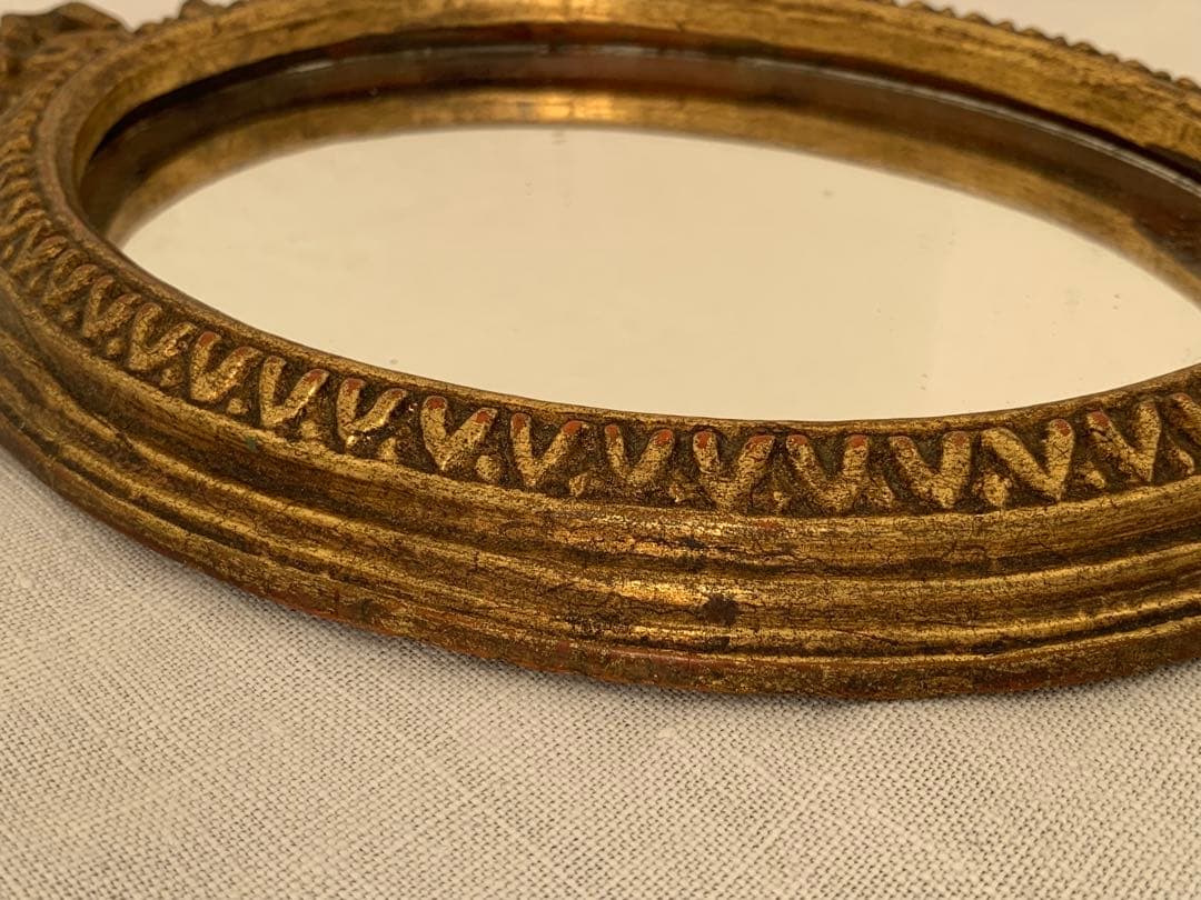 YOSHIDA フランス　蚤の市　リボンモチーフ　鏡　壁掛け　ブロカント